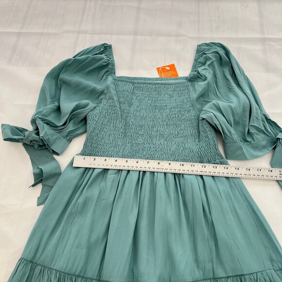 Women’s baby Doll light Green Short Sleeve Square Neck Dress Size S - Picture 6 of 10